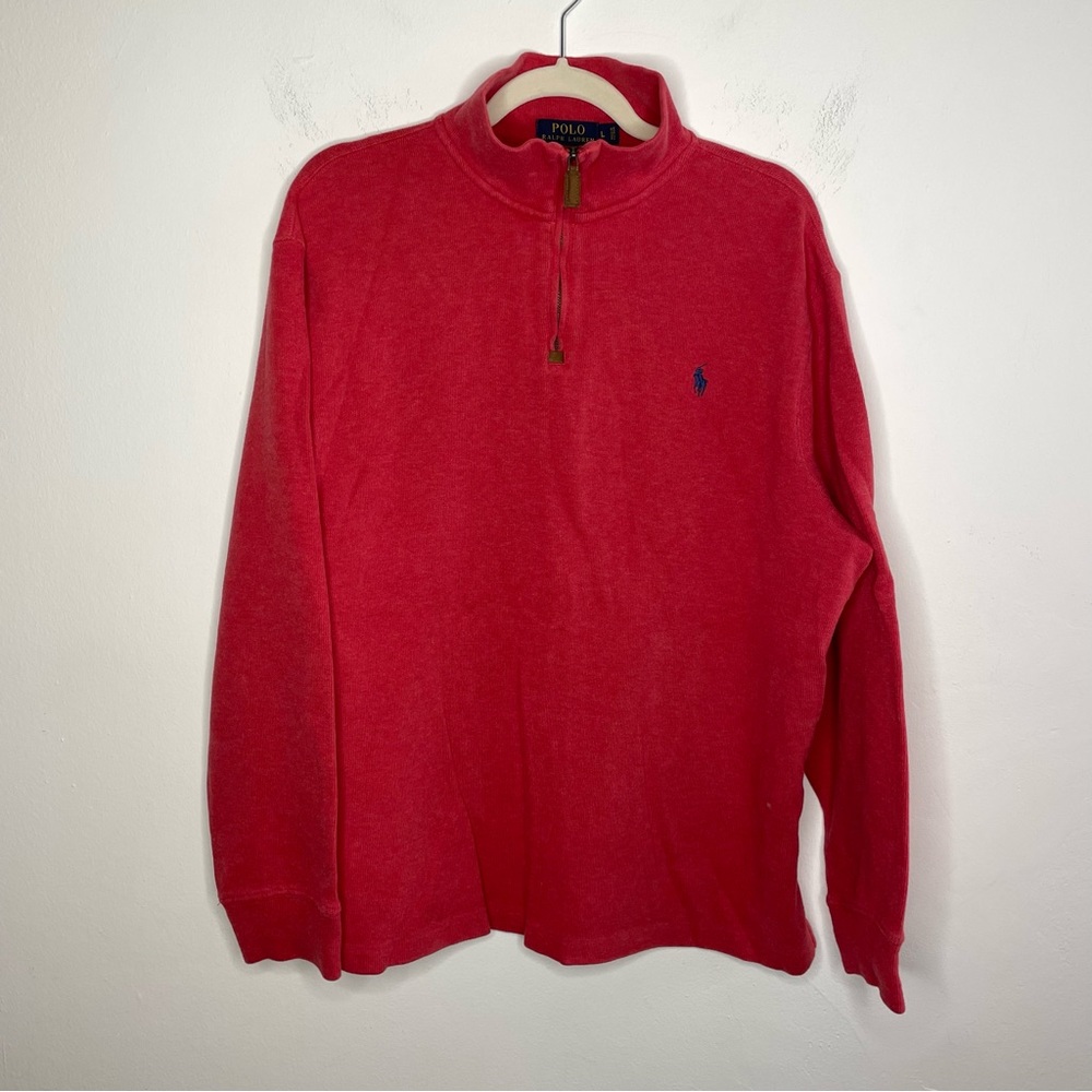 Polo Ralph Lauren Infrared 1/4 Zip Sweater Pullover Mens SZ Large
